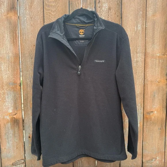 Timberland Men’s Black Quarter Zip Thermal Pullover Sweatshirt Size Medium - Picture 2 of 11